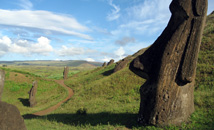 Moai statues in Rano Raraku volcano