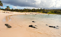 Sandy beach of Anakena with clouds