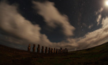 Ahu Tongariki in moonlight with Milky Way at Rapa Nui (Easter Island)