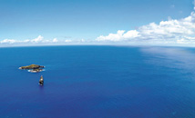 Pacific Ocean panorama with Motu Nui, Motu Iti and Motu Kao-Kao from Orongo (volcano Rano Kau)