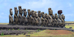 15 moai statues of Ahu Tongariki lined up