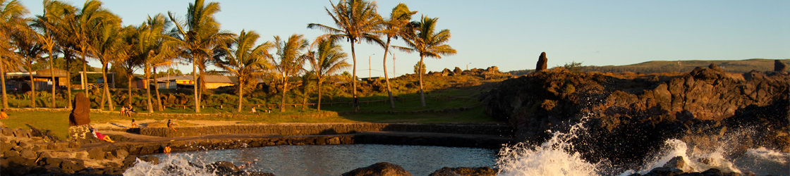 Poko-Poko central pool and beach in Hanga Roa, Rapa Nui (Easter Island)