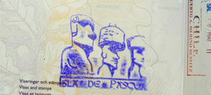 Passport with moai statue stamp