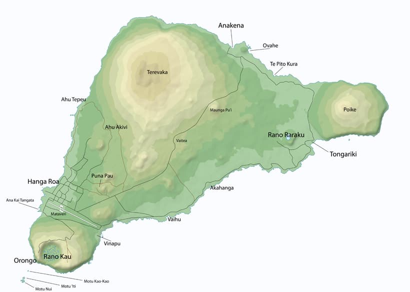Map of Easter Island (Rapa Nui)