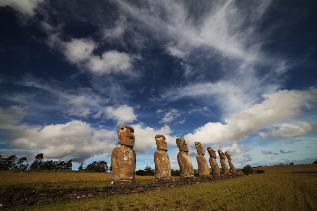 Seven moai statues of Ahu Akivi