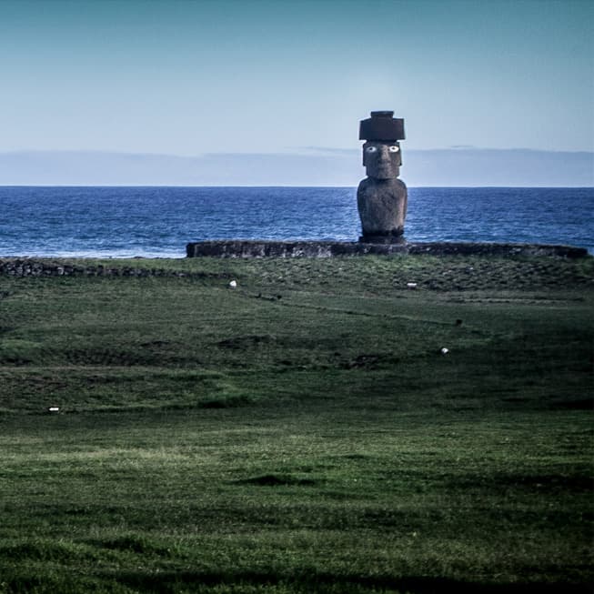 Ahu Ko Te Riku has the only statue with eyes restored at Rapa Nui (Easter Island)