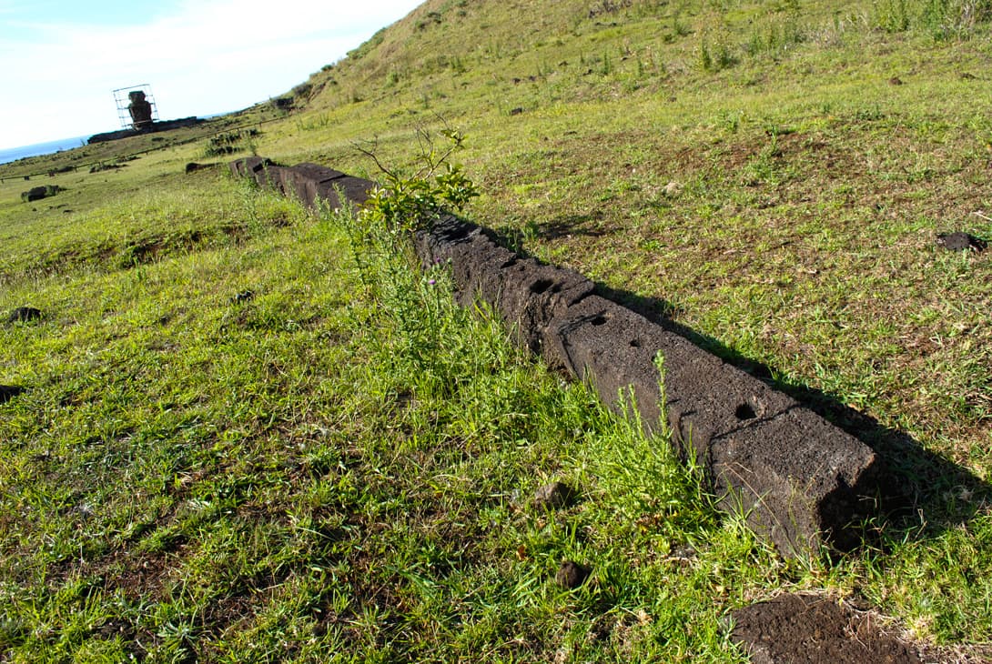 Paenga stones of a hare vaka at Anakena