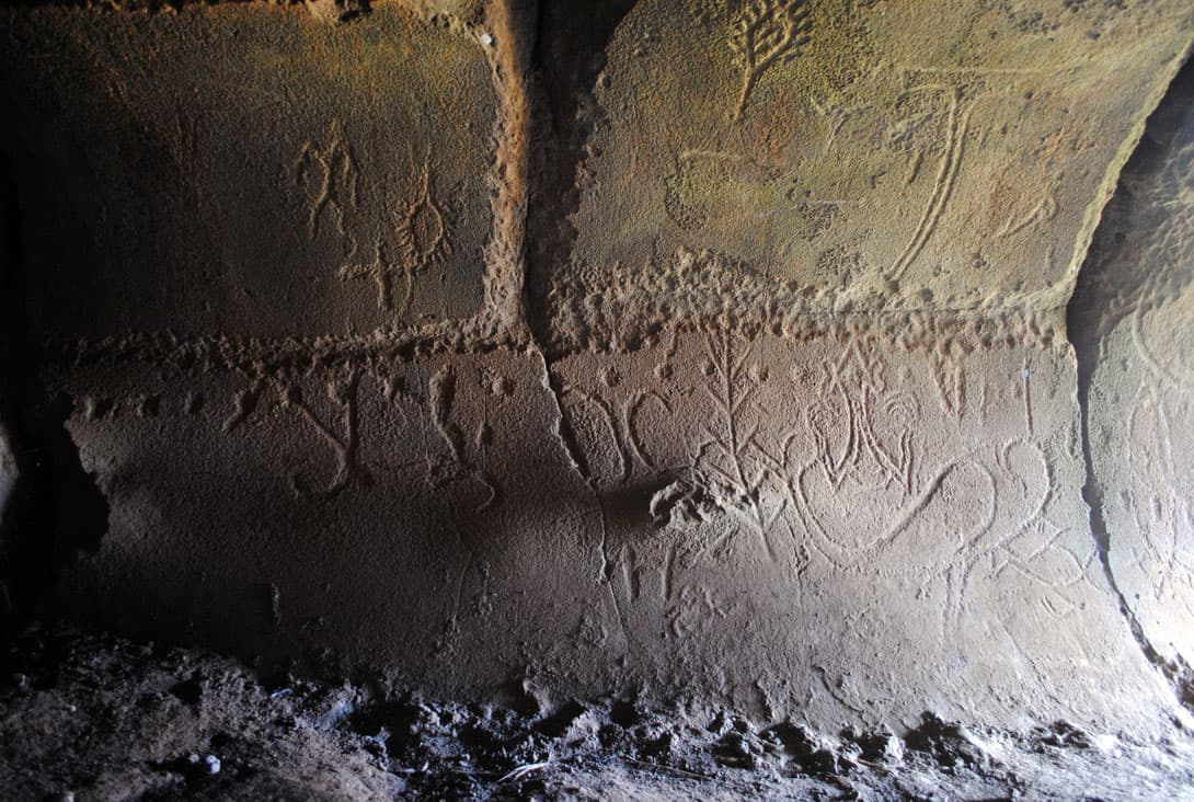 Petroglyphs of Ana O Keke (Virgin Cave) on the Poike volcano