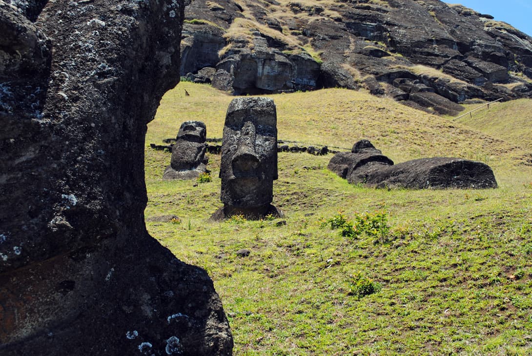 Moai statues in Rano Raraku volcano