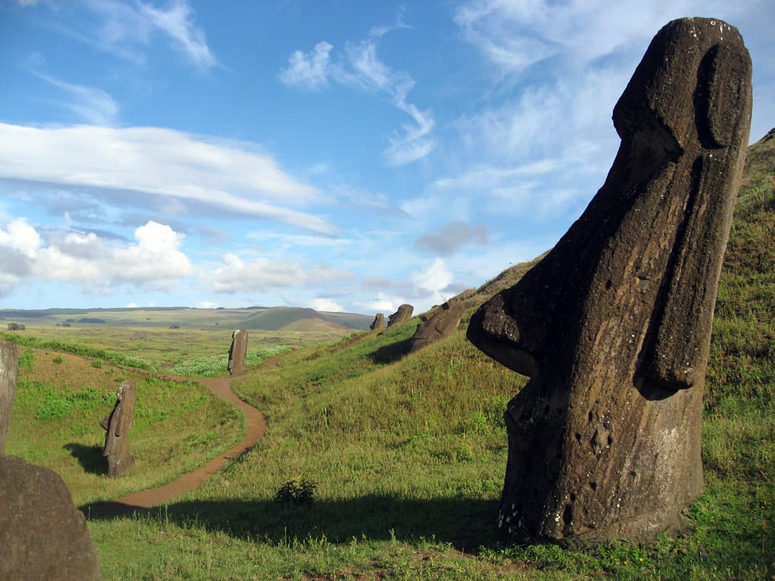 Moai statues in Rano Raraku volcano