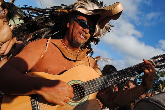 A musician at the Tapati festival