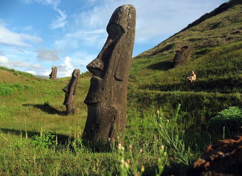 Moai statues in Rano Raraku quarry, Rapa Nui National Park