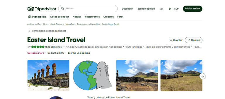 Easter Island Travel Tripadvisor profile, a top-rated tour operator in Rapa Nui.