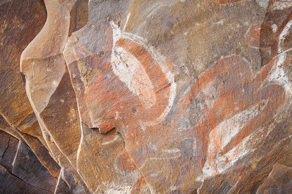 Ancient Manutara (sacred bird) rock paintings preserved on the walls of Ana Kai Tangata.
