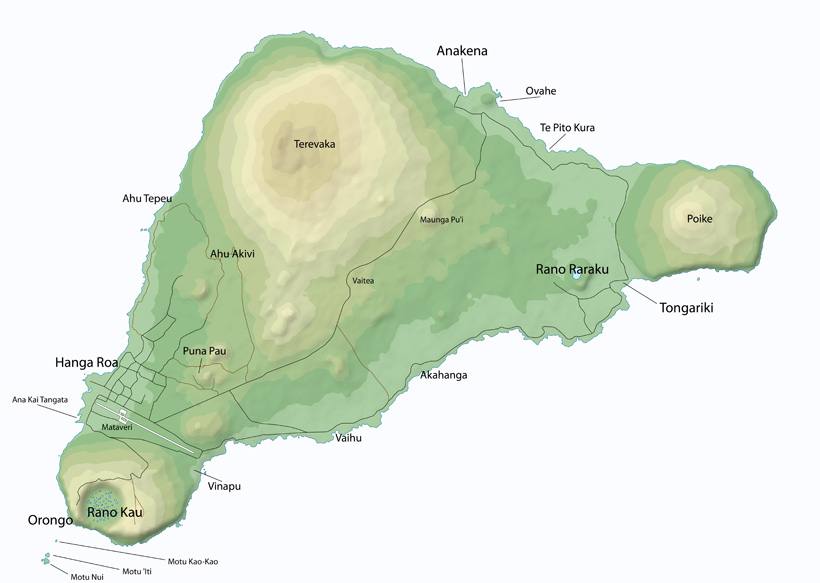 Map of Easter Island (Rapa Nui)