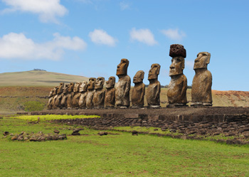 Easter Island moai statues at Ahu Tongariki.