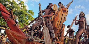 Tapati festival with man rowing