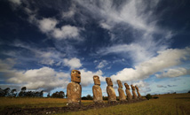 Seven moai statues of Ahu Akivi