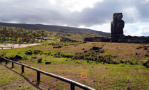 Ahu Ature Huke with a single moai statue at Anakena