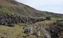 Ahu and tupa in Hanga Oteo, north coast.