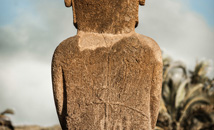 Petroglyphs of single moai statue of Ahu Nau-Nau, Anakena