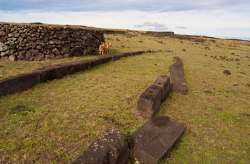 Paenga blocks of boat house in Tepeu village