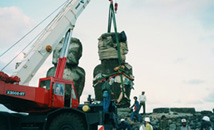 Ahu Tongariki restoration, Tadano crane lifting moai