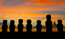 Bird on moai head at Ahu Tongariki