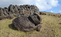 Moai statue of black basaltic rock at north coast