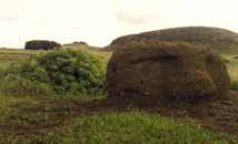Early moai statue almost buried at Poike volcano