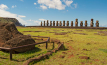 Easter Island statues of Ahu Tongariki with fallen moai