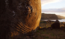 Fingers of Mōai Ha'ere Ki Haho or Traveling Moai by Ahu Tongariki in sunrise at Rapa Nui (Easter Island)