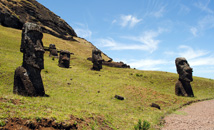 Moai statues in Rano Raraku volcano