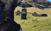 Moai statues in Rano Raraku volcano