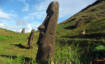 Moai statues in Rano Raraku volcano