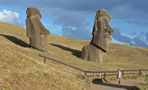 Young boy walking in Rano Raraku statue factory