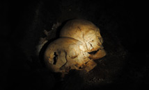 Rapa Nui skulls in cave, Easter Island