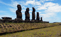 Moai statues of Ahu Vai 'Uri and Ahu Ko Te Riku at Tahai, Easter Island (Rapa Nui)