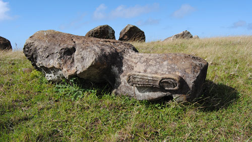 Rano Raraku volcano front.