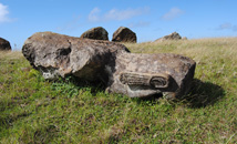 Moai statue of gray trachyte rock at Rapa Nui (Easter Island)