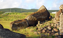 Fallen moai statue at Vinapu