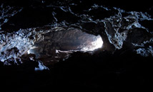 Ana Kakenga, light from two windows cave, Easter Island (Rapa Nui)