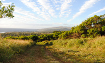Rano Kau hike trail, view of Hanga Roa
