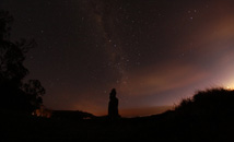 Stars above Ahu Huri a Urenga with Mars, Saturn and Spica visible at Rapa Nui (Easter Island)