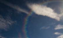 Circular moon rainbow with stars at Rapa Nui (Easter Island)