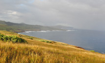 South slope of Rano Kau with rain covering Poike