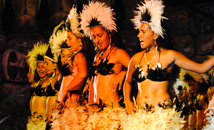 Rapa Nui girls dancing at Tapati stage, Easter Island