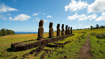 Anakena is the biggest sand beach of Rapa Nui (Easter Island)