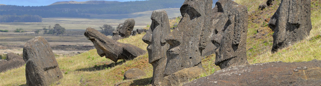 Volcano quarry Rano Raraku of Rapa Nui (Easter Island) - the factory where all moai statues were made
