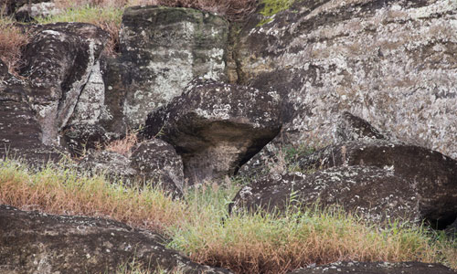 Moai with keel in Rano Raraku.